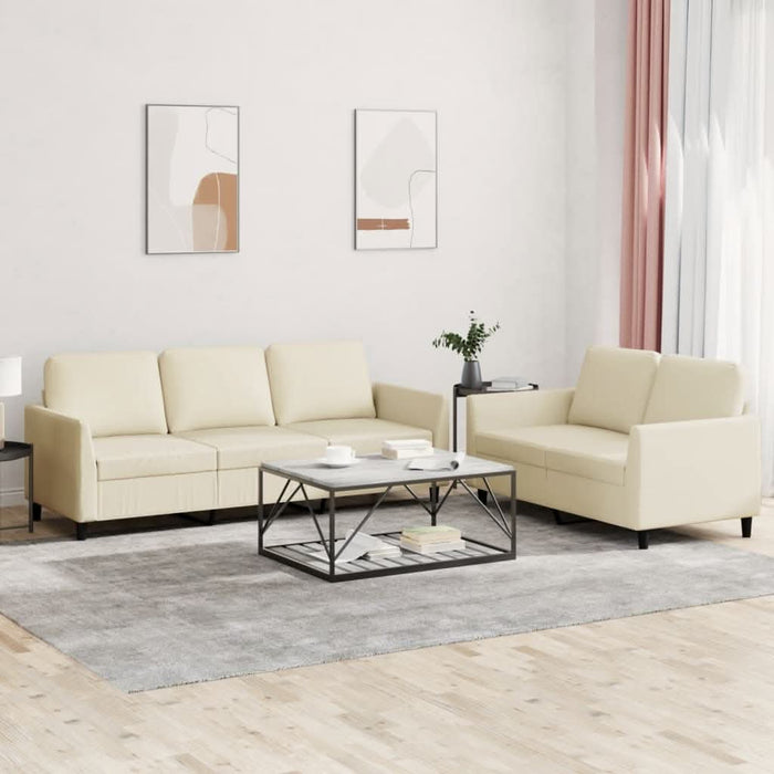 Set de canapele cu perne, 2 piese, crem, piele ecologică - WALTI WALTI