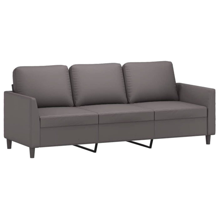 Set de canapele cu perne, 2 piese, gri, piele ecologică - WALTI WALTI