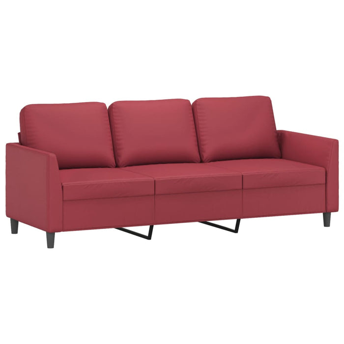 Set de canapele cu perne, 2 piese, roșu vin, piele ecologică WALTI
