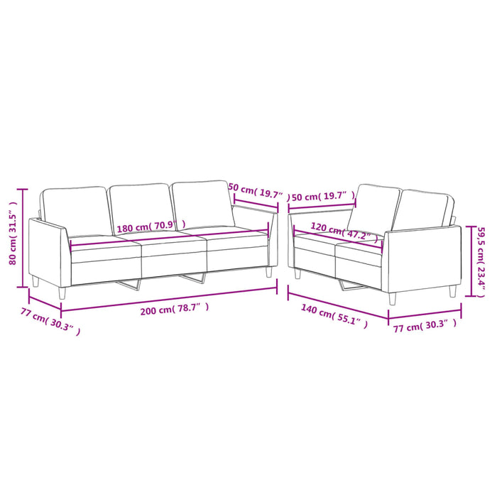 Set de canapele cu perne, 2 piese, roșu vin, piele ecologică WALTI