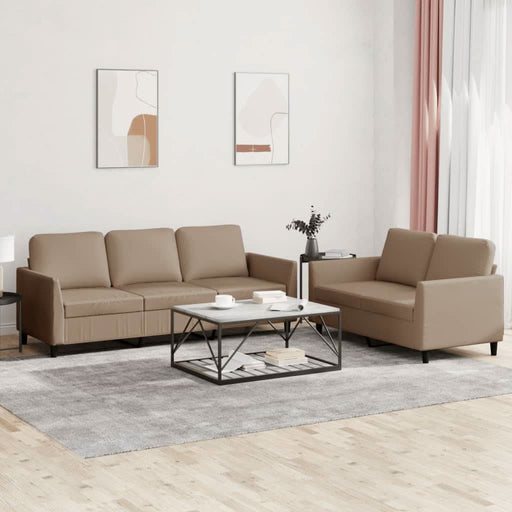 Set de canapele cu perne, 2 piese, cappuccino, piele ecologică - WALTI WALTI