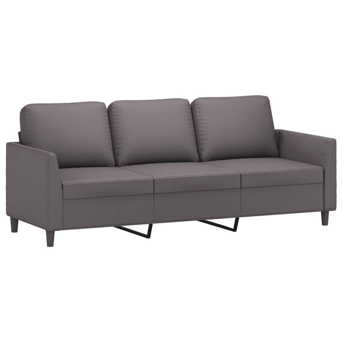 Set de canapele cu perne, 3 piese, gri, piele ecologică - WALTI WALTI