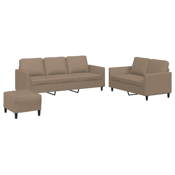 Set de canapele cu perne, 3 piese, cappuccino, piele ecologică - WALTI WALTI