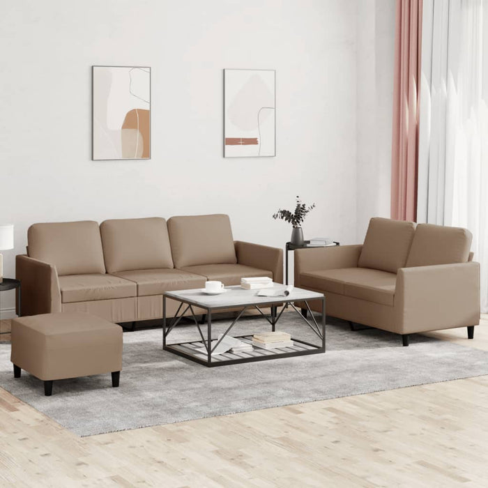 Set de canapele cu perne, 3 piese, cappuccino, piele ecologică - WALTI WALTI