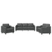 Set de canapele cu perne, 3 piese, gri închis, textil - WALTI WALTI