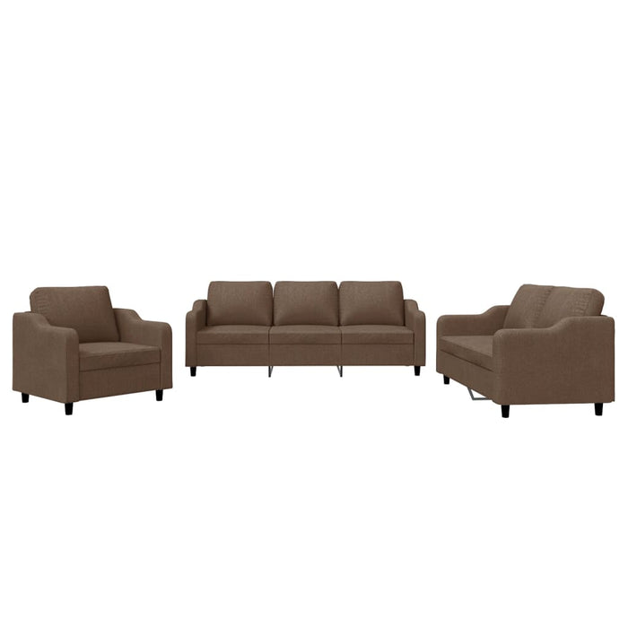 Set de canapele cu perne, 3 piese, maro, textil WALTI