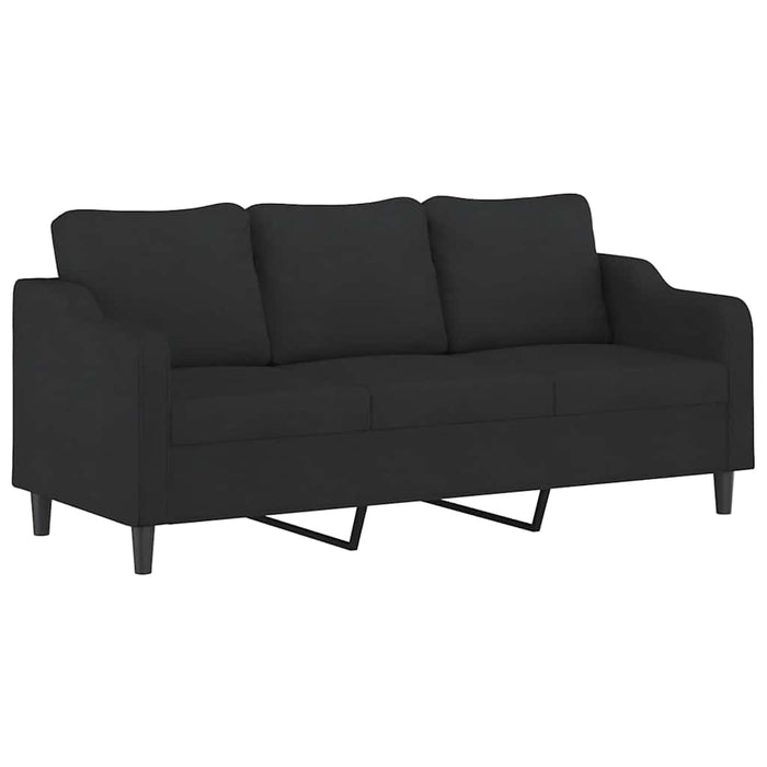 Set de canapele cu perne, 3 piese, negru, textil - WALTI WALTI