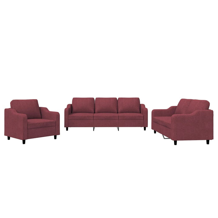 Set canapea cu perne, 3 piese, roșu vin, material textil - WALTI WALTI