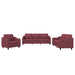 Set canapea cu perne, 3 piese, roșu vin, material textil - WALTI WALTI