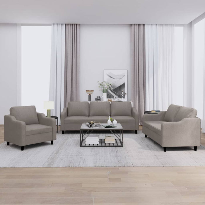 Set de canapea cu perne, 3 piese, gri taupe, material textil - WALTI WALTI