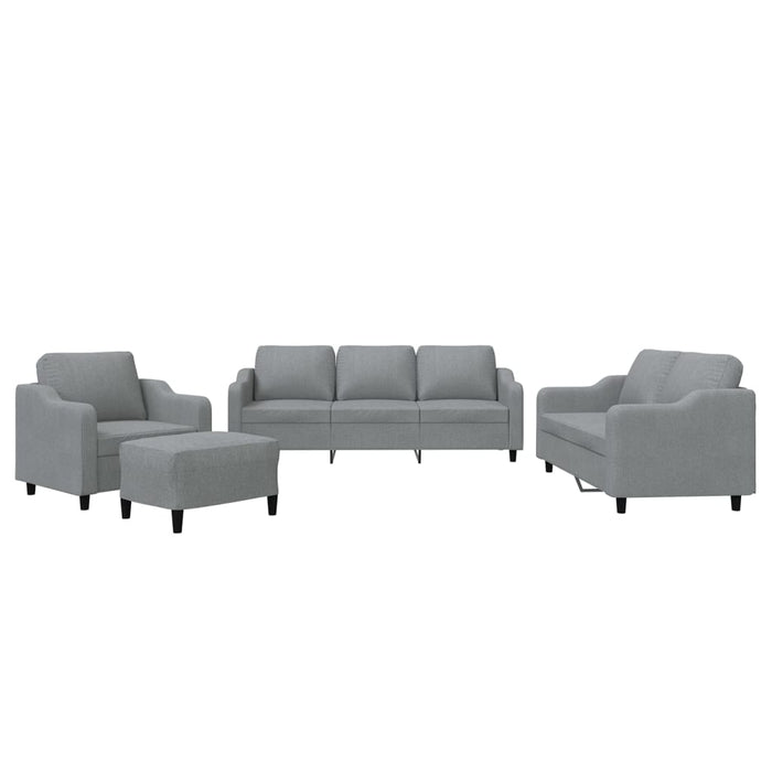 Set de canapele cu perne, 4 piese, gri deschis, textil - WALTI WALTI