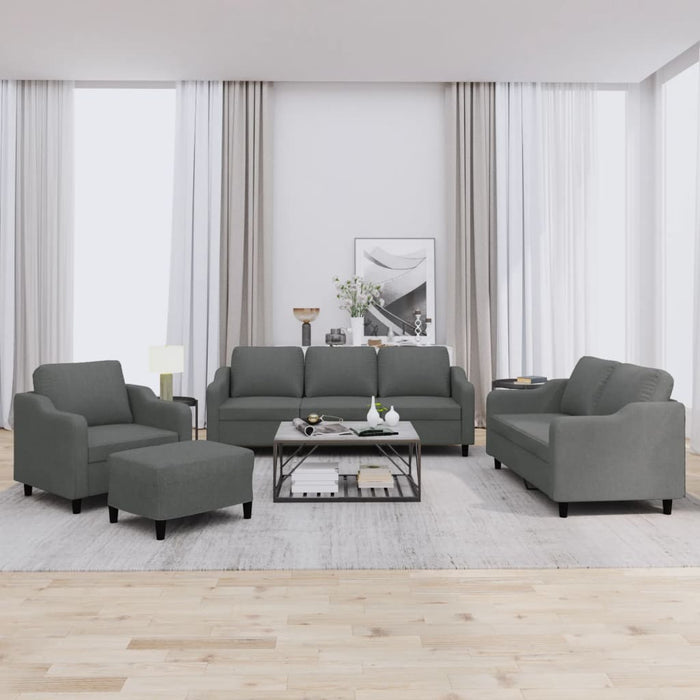 Set de canapele cu perne, 4 piese, gri închis, textil - WALTI WALTI