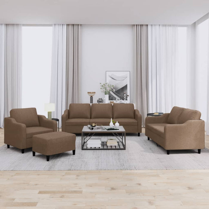 Set de canapele cu perne, 4 piese, maro, textil WALTI