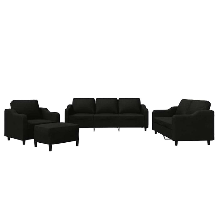 Set de canapele cu perne, 4 piese, negru, textil - WALTI WALTI