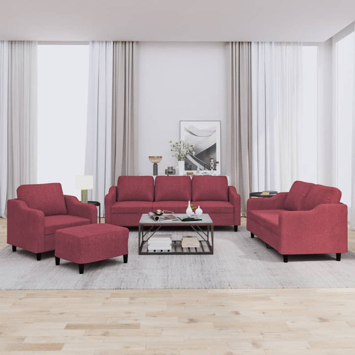 Set canapea cu perne, 4 piese, roșu vin, material textil - WALTI WALTI