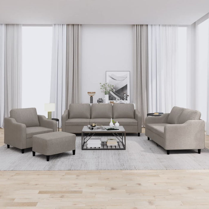 Set de canapea cu perne, 4 piese, gri taupe, material textil - WALTI WALTI