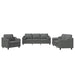 Set de canapele cu perne, 3 piese, gri închis, textil - WALTI WALTI