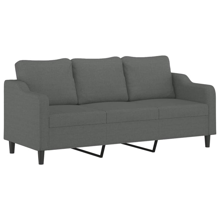 Set de canapele cu perne, 3 piese, gri închis, textil - WALTI WALTI