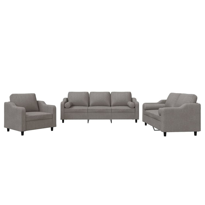 Set de canapele cu perne, 3 piese, gri taupe, textil - WALTI WALTI