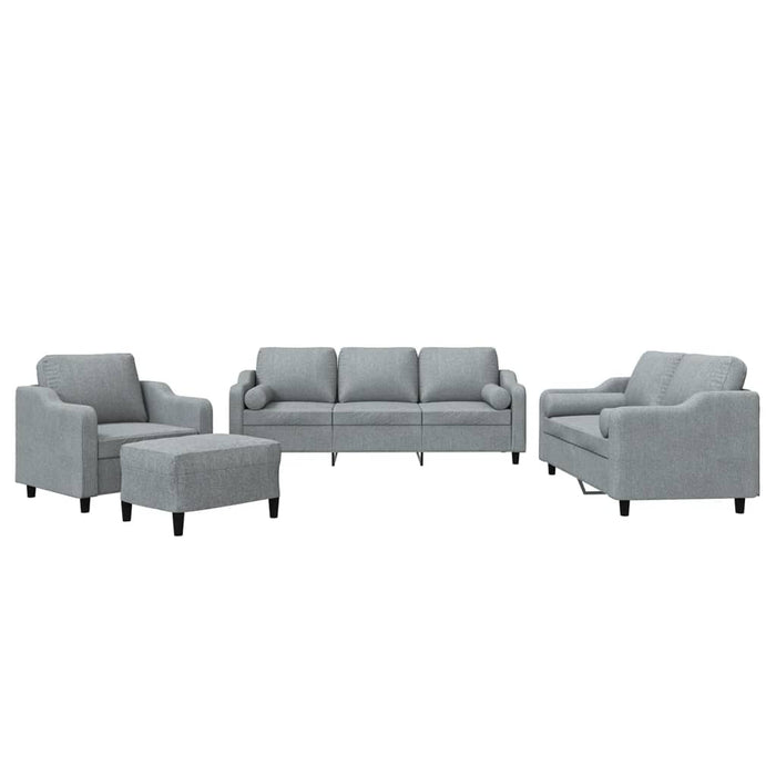 Set de canapele cu perne, 4 piese, gri deschis, material textil - WALTI WALTI