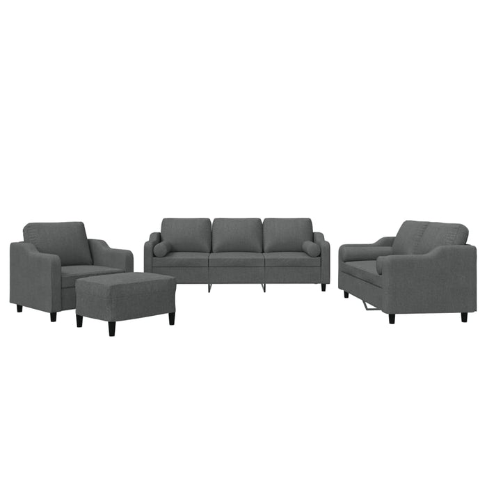 Set de canapele cu perne, 4 piese, gri închis, material textil - WALTI WALTI