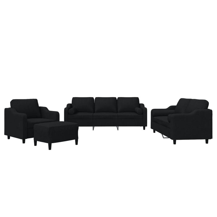Set de canapele cu perne, 4 piese, negru, material textil - WALTI WALTI