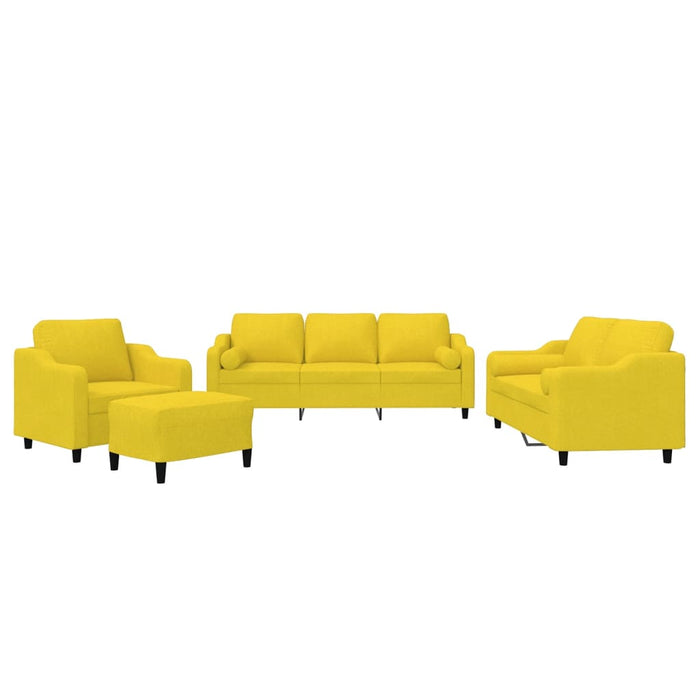 Set de canapele cu perne, 4 piese, galben deschis, textil WALTI