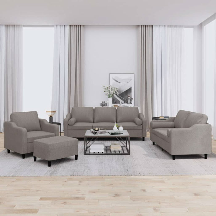 Set de canapele cu perne, 4 piese, gri taupe, textil - WALTI WALTI
