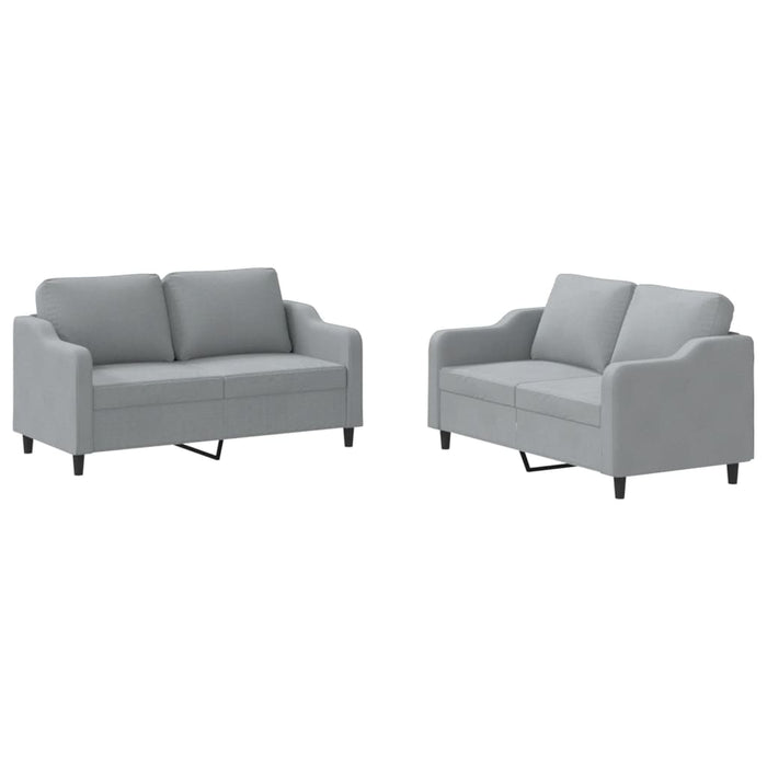 Set de canapele cu perne, 2 piese, gri deschis, textil - WALTI WALTI