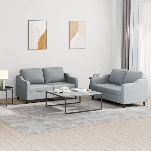 Set de canapele cu perne, 2 piese, gri deschis, textil - WALTI WALTI