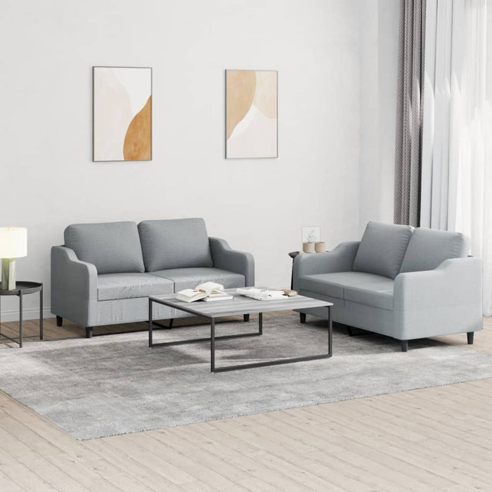 Set de canapele cu perne, 2 piese, gri deschis, textil - WALTI WALTI