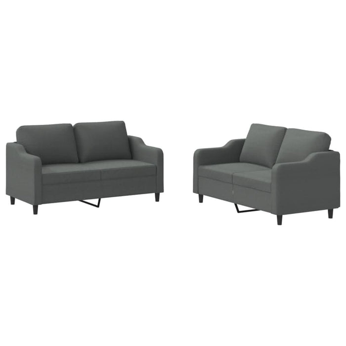 Set de canapele cu perne, 2 piese, gri închis, textil - WALTI WALTI