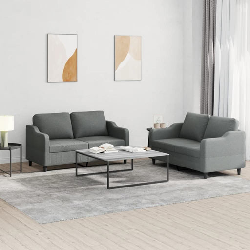 Set de canapele cu perne, 2 piese, gri închis, textil - WALTI WALTI