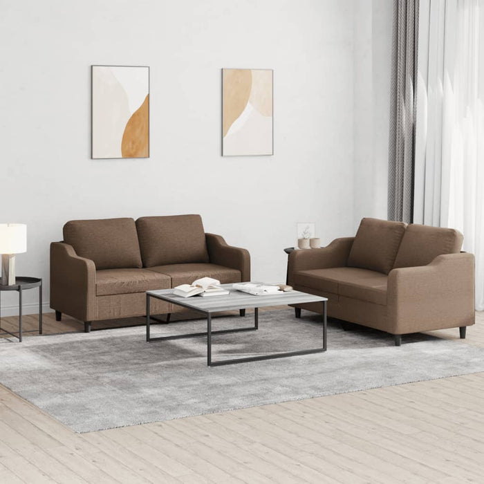 Set de canapele cu perne, 2 piese, maro, textil - WALTI WALTI