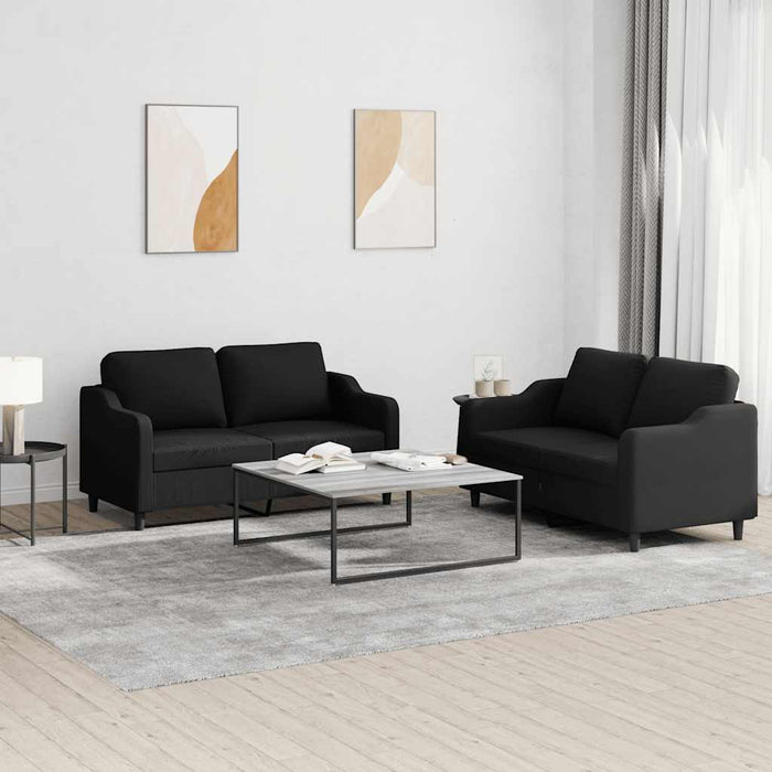 Set de canapele cu perne, 2 piese, negru, textil - WALTI WALTI
