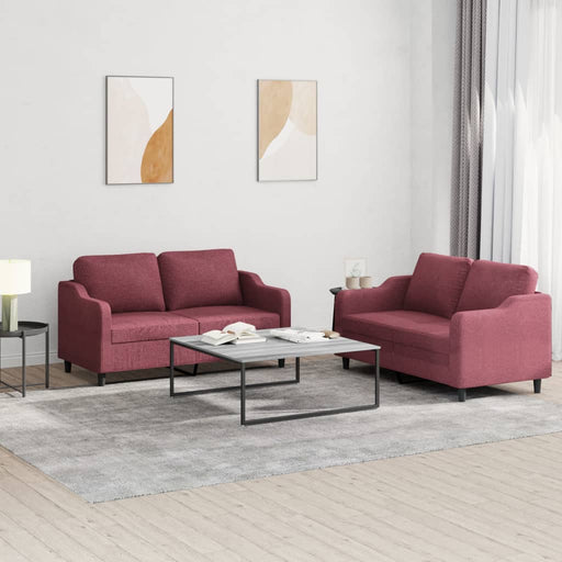 Set canapea cu perne, 2 piese, roșu vin, material textil - WALTI WALTI