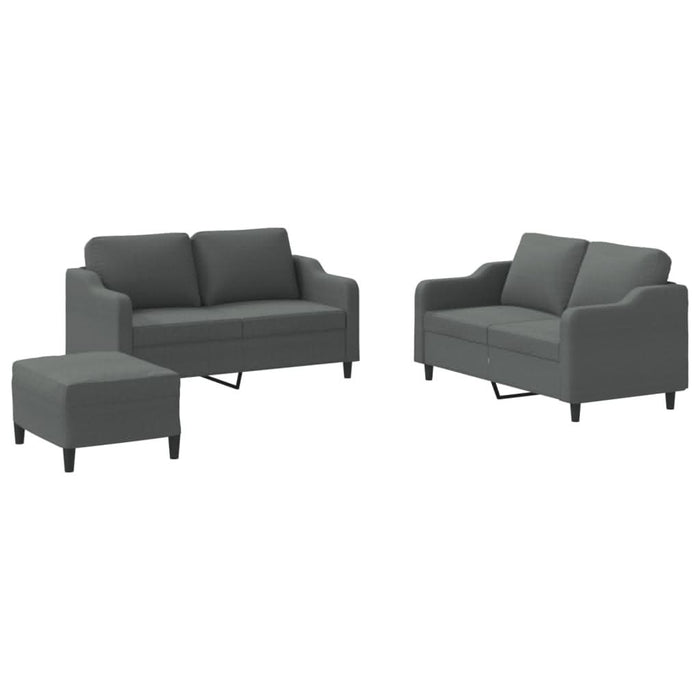Set de canapele cu perne, 3 piese, gri închis, textil - WALTI WALTI
