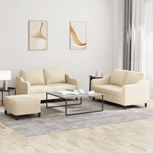 Set de canapele cu perne, 3 piese, crem, textil - WALTI WALTI