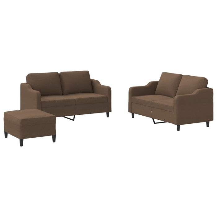 Set de canapele cu perne, 3 piese, maro, textil - WALTI WALTI
