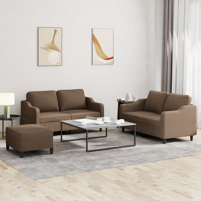 Set de canapele cu perne, 3 piese, maro, textil - WALTI WALTI