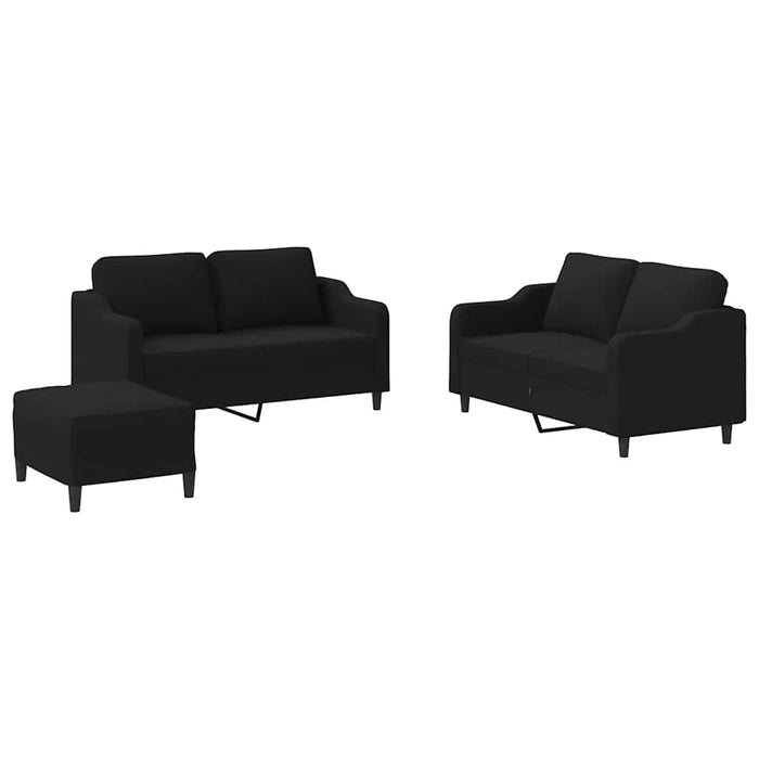 Set de canapele cu perne, 3 piese, negru, textil - WALTI WALTI