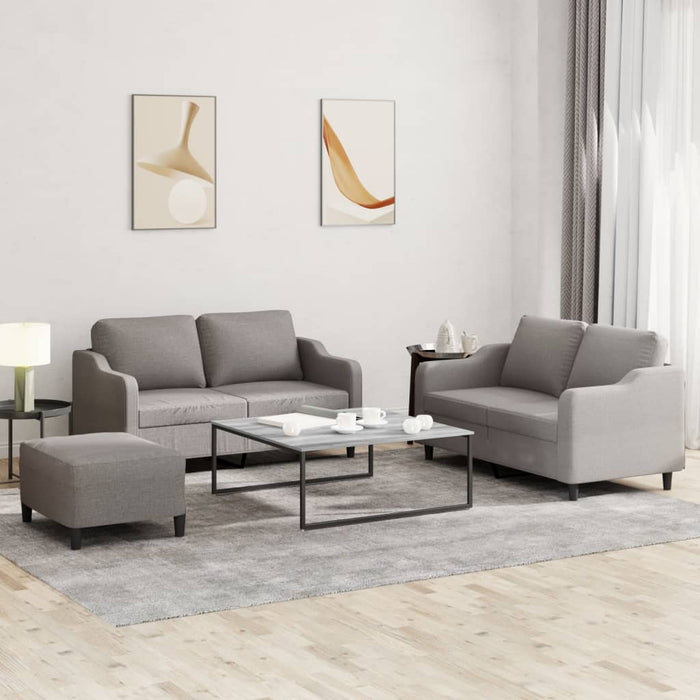 Set de canapea cu perne, 3 piese, gri taupe, material textil - WALTI WALTI