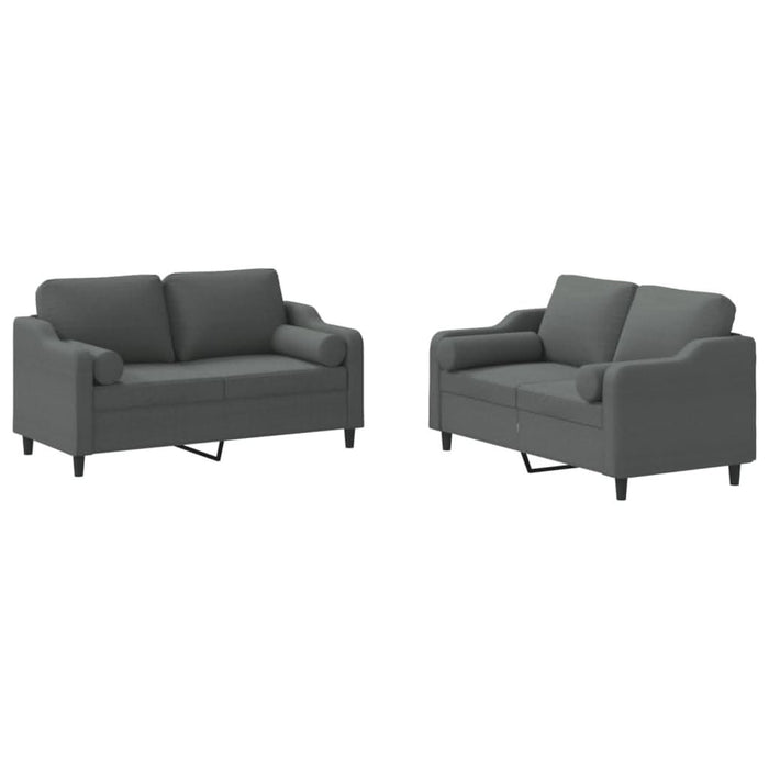 Set de canapele cu perne, 2 piese, gri închis, material textil - WALTI WALTI
