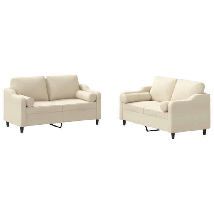 Set de canapele cu perne, 2 piese, crem, material textil - WALTI WALTI