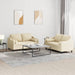 Set de canapele cu perne, 2 piese, crem, material textil - WALTI WALTI