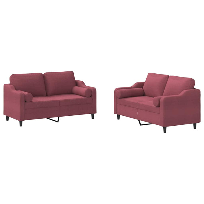 Set canapea cu perne, 2 piese, roșu vin, material textil - WALTI WALTI
