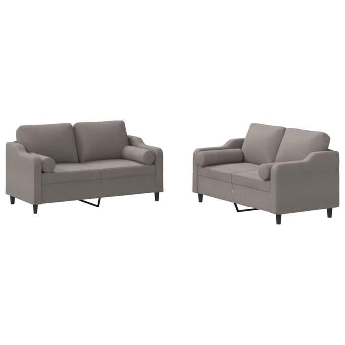 Set de canapele cu perne, 2 piese, gri taupe, textil - WALTI WALTI