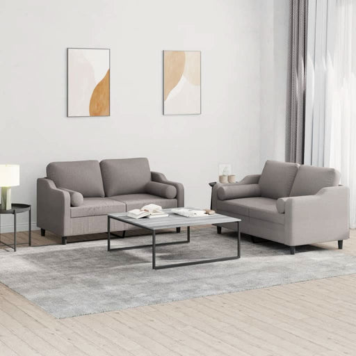 Set de canapele cu perne, 2 piese, gri taupe, textil - WALTI WALTI