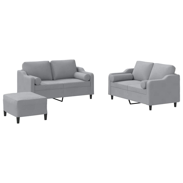 Set de canapele cu perne, 3 piese, gri deschis, textil - WALTI WALTI