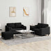 Set de canapele cu perne, 3 piese, negru, textil - WALTI WALTI